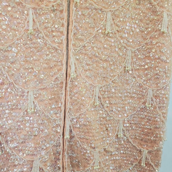 Vintage / Retro Sequin Flapper Tank Top 60's Peach - Picture 10 of 11